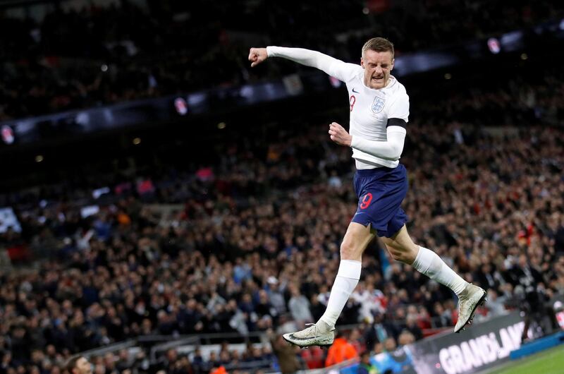 Soccer Football - International Friendly - England vs Italy - Wembley Stadium, London, Britain - March 27, 2018   England's Jamie Vardy celebrates scoring their first goal           Action Images via Reuters/Carl Recine     TPX IMAGES OF THE DAY