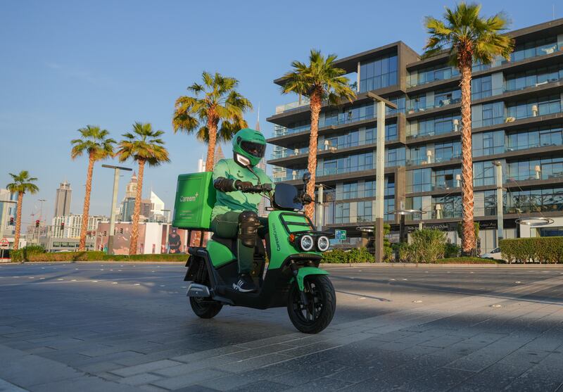 Careem is launching the first phase of its roll out of electric delivery bikes. Photo: Careem