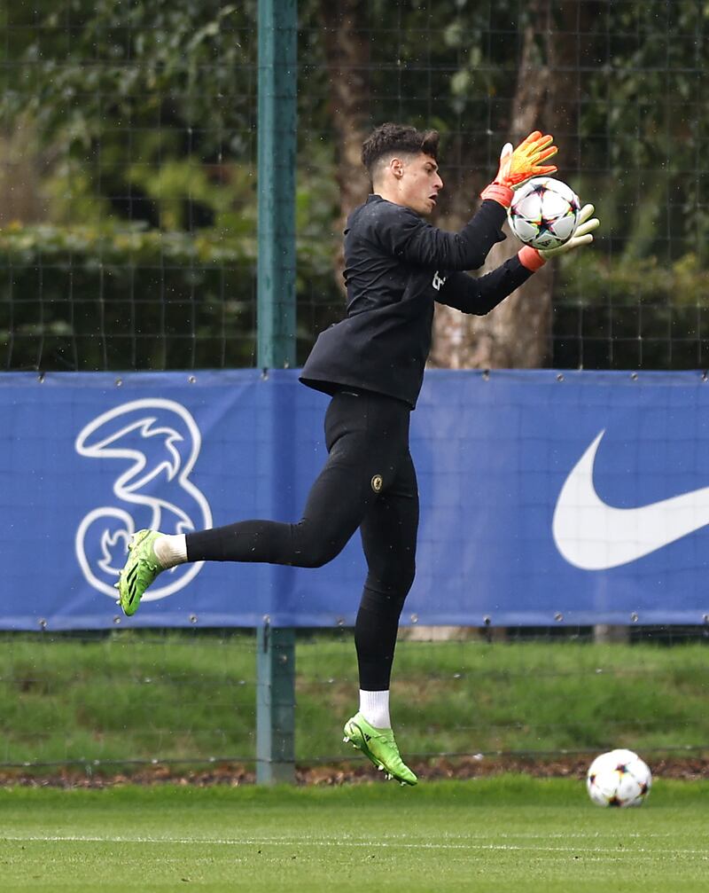 Chelsea goalkeeper Kepa Arrizabalaga during training. PA