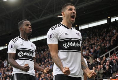 Soccer Football - Premier League - Fulham v Watford - Craven Cottage, London, Britain - September 22, 2018  Fulham's Aleksandar Mitrovic celebrates scoring their first goal  REUTERS/David Klein  EDITORIAL USE ONLY. No use with unauthorized audio, video, data, fixture lists, club/league logos or "live" services. Online in-match use limited to 75 images, no video emulation. No use in betting, games or single club/league/player publications.  Please contact your account representative for further details.