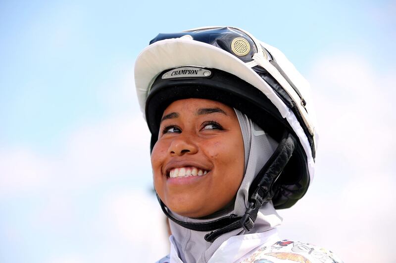She is Britain's first female hijab-wearing jockey.