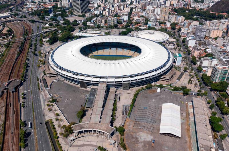 A temporary field hospital set up for coronavirus patients at Maracana Stadium in Rio de Janeiro. AFP