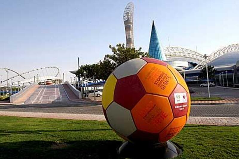 A giant ball in front of the Aspire Academy of Sports Excellence in Doha. Qatar’s bid to bring the 2022 World Cup to the Middle East could be scuppered by soaring summer tempeatures.