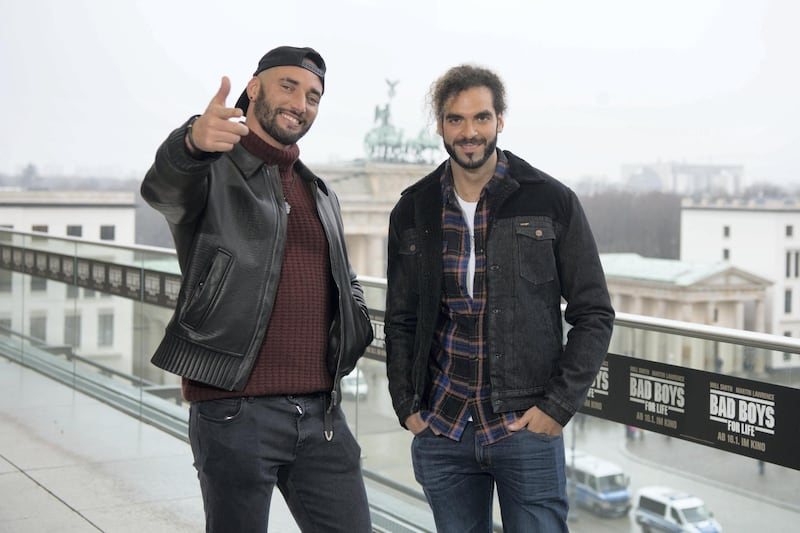 07 January 2020, Berlin: The directors Bilall Fallah (l) and Adil El Arbi come to a photo call on the occasion of the German premiere of "Bad Boys For Life". Photo: JÃ¶rg Carstensen/dpa (Photo by JÃ¶rg Carstensen/picture alliance via Getty Images)