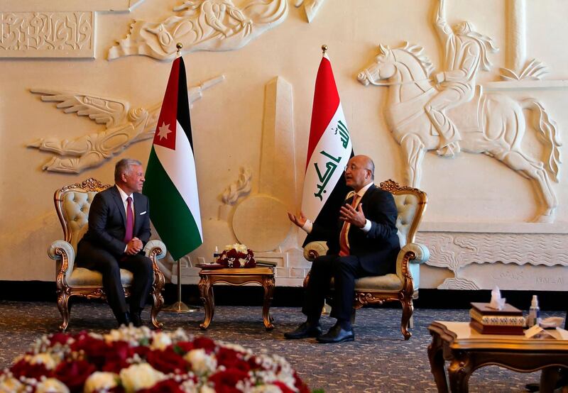 Iraqi President Barham Salih meets with visiting Jordanian King Abdullah II. AP