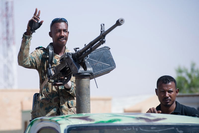 Members of the Sudanese army's Special Mission Forces battalion hold a parade in Karima. AFP