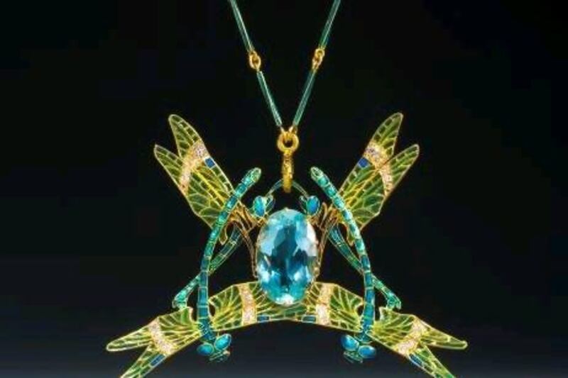 The Belgian firm Epoque Fine Jewels is exhibiting this Art Nouveau dragonfly pendant by René Lalique, circa 1903, at Tefaf.