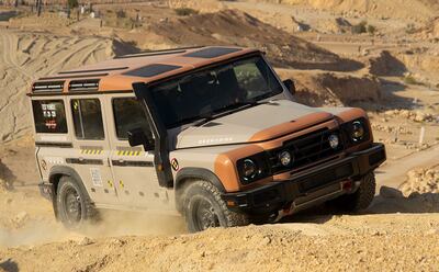 A prototype Ineos Grenadier tackling desert sands. Photo: Ineos