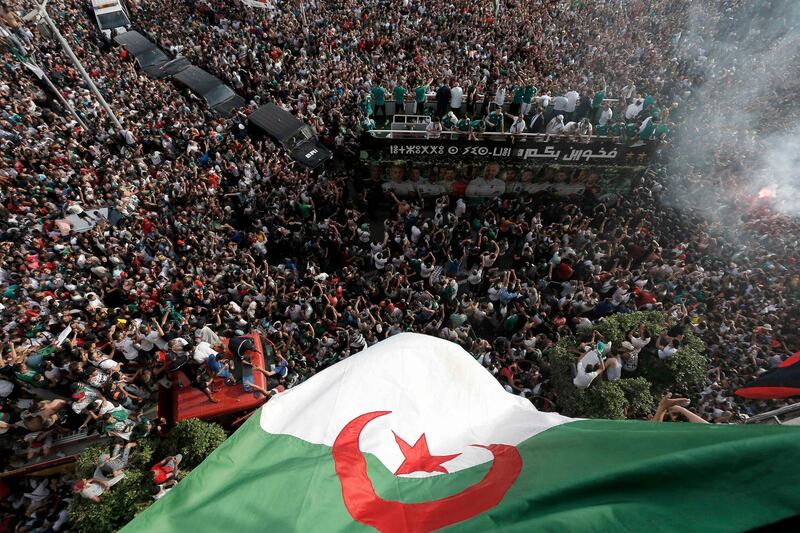 A gigantic Algerian flag was on show. AP