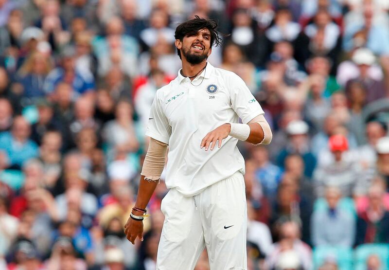 India's Ishant Sharma reacts during play on the first day of the fifth Test cricket match between England and India at The Oval in London on September 7, 2018. (Photo by Ian KINGTON / AFP) / RESTRICTED TO EDITORIAL USE. NO ASSOCIATION WITH DIRECT COMPETITOR OF SPONSOR, PARTNER, OR SUPPLIER OF THE ECB