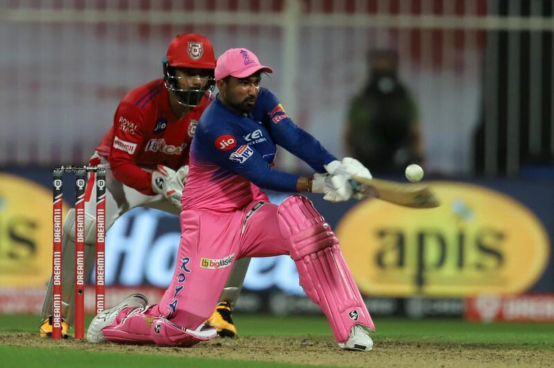 Rahul Tewatia of Rajasthan Royals  bats during match 9 season 13 of the Dream 11 Indian Premier League (IPL) between Rajasthan Royals and Kings XI Punjab held at the Sharjah Cricket Stadium, Sharjah in the United Arab Emirates on the 27th September 2020.
Photo by: Deepak Malik  / Sportzpics for BCCI