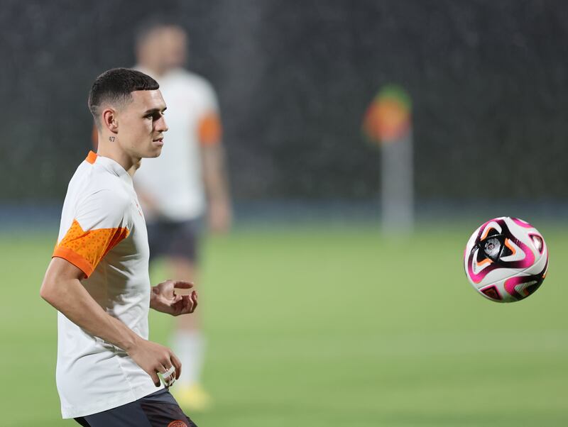 Phil Foden during Manchester City's training session. EPA