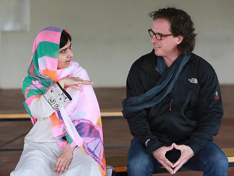 Pakistani activist Malala Yousafzai with Davis Guggenheim, director of a documentary on the teen who fought back from gunshot wounds to the head, inflicted by a Taliban hitman, to take centre stage as spokeswoman for girls’ rights to education and Nobel Peace laureate. Courtesy Bob Richman