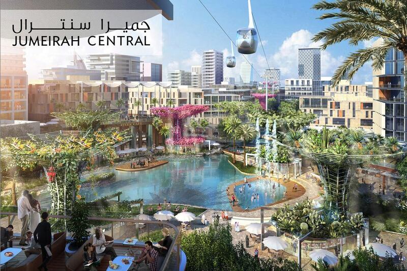 The Jumeirah Central project will have a multi-modal transport network that includes aerial gondolas, more than 1 million square feet of climate-controlled arcades and a cycling network that will spread through 33 parks and open-air spaces. WAM