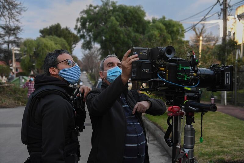 Employees of Oriental Films work during the shooting of an advertisement for Mexico, in Montevideo, Uruguay. AFP