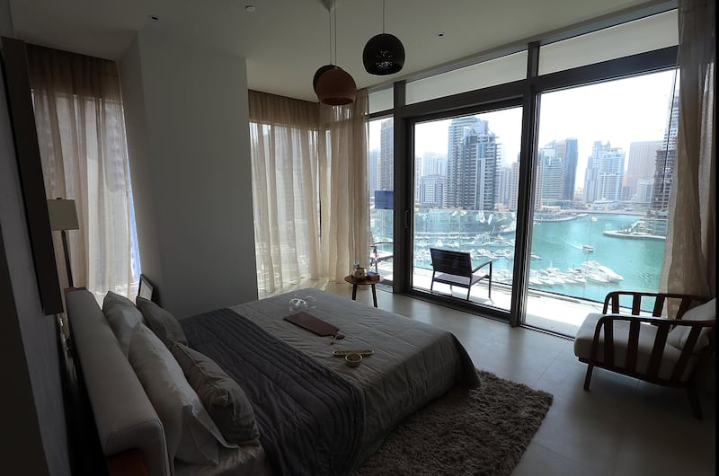 Dubai, 19, March, 2017: View from the two bedroom appartment at the Marina Gate Appartments at the Dubai Marina in Dubai. ( Satish Kumar / The National ) 
ID No: 43188
Section: Business
Reporter: Lucy Barnard *** Local Caption ***  SK-MarinaGate-19032017-01.jpg
