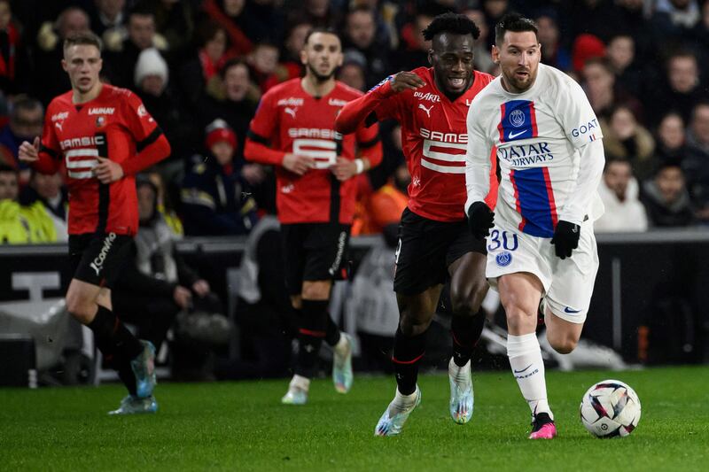 Paris Saint-Germain's Argentine forward Lionel Messi  runs with the ball. AFP