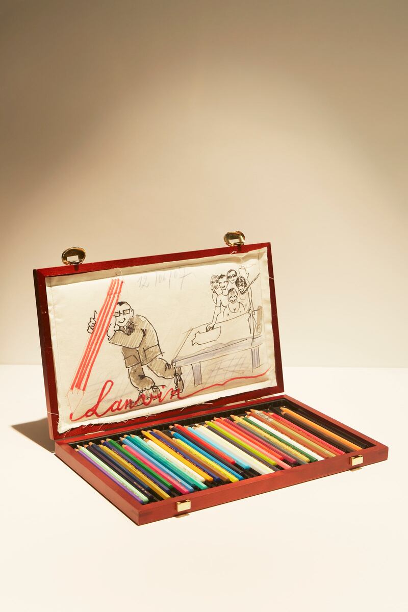 Pencils and sketch belonging to Alber Elbaz. Photo: Museum of Holon
