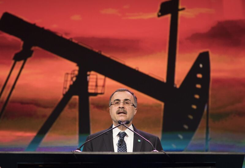 Amin Nasser, chief executive officer of Saudi Arabian Oil Co. (Aramco), speaks during the 2018 CERAWeek by IHS Markit conference in Houston, Texas, U.S., on Tuesday, March 6, 2018. CERAWeek gathers energy industry leaders, experts, government officials and policymakers, leaders from the technology, financial, and industrial communities to provide new insights and critically-important dialogue on energy markets. Photographer: F. Carter Smith/Bloomberg