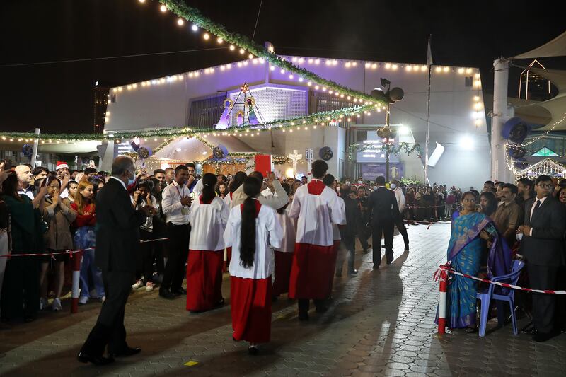 Christmas midnight mass held at St. Mary's Catholic Church in Dubai. Pawan Singh / The National