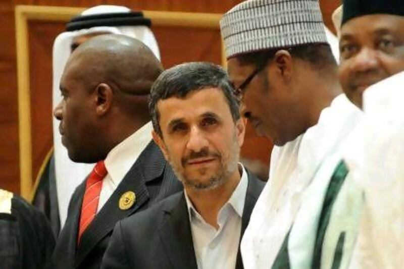 Iranian President Mahmoud Ahmadinejad (centre) at the summit of the Islamic Conference Organisation in Mecca, Saudi Arabia this week.