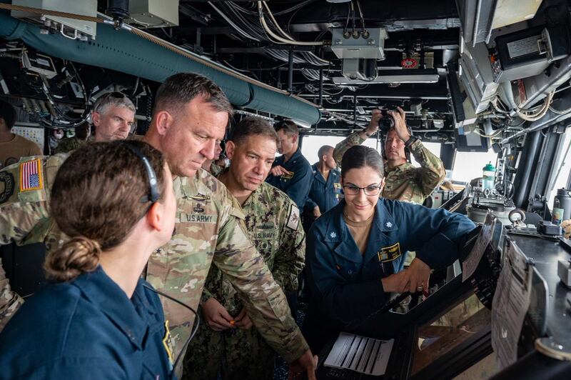 US Centcom commander Gen Michael Kurilla on board the USS Thomas Hudner. Photo: Centcom / Twitter
