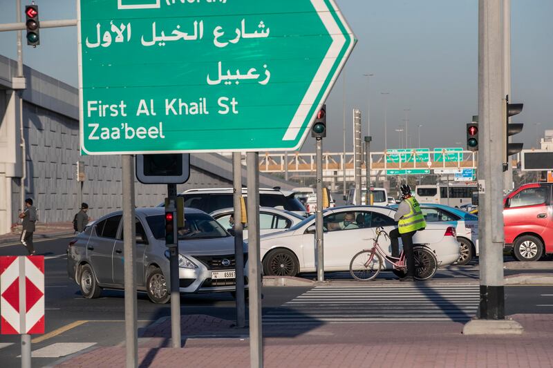 A busy junction on Umm Suqeim Street, Dubai, on the first Friday rush hour.