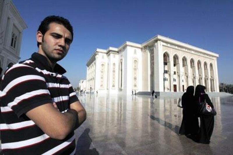 Sharjah,United Arab Emirates- December 01, 2010 :   Mohammed Nour Chawich who created a website 'face-mash' of students  pose at the  American University of Sharjah.  ( Satish Kumar / The National ) 