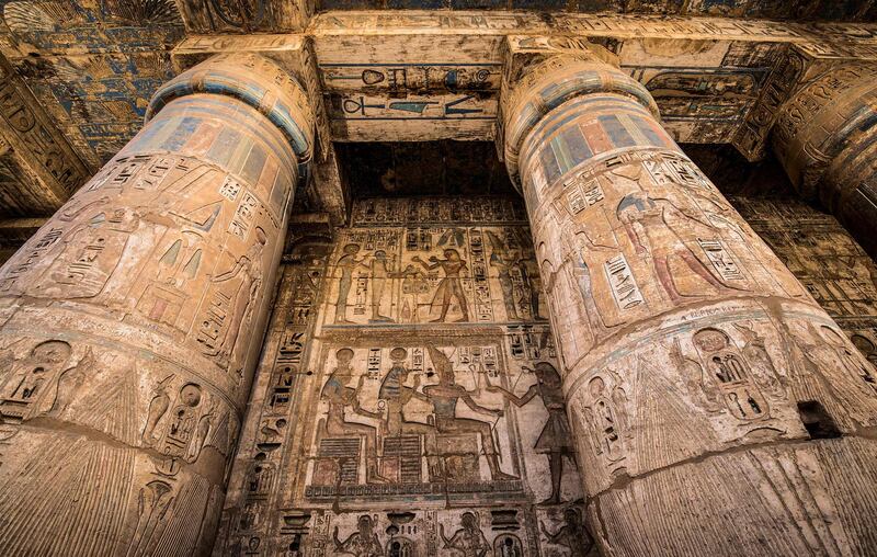 A colonade at the Mortuary Temple of  Ramesses III at Medinet Habu, on the Nile near Luxor. AFP