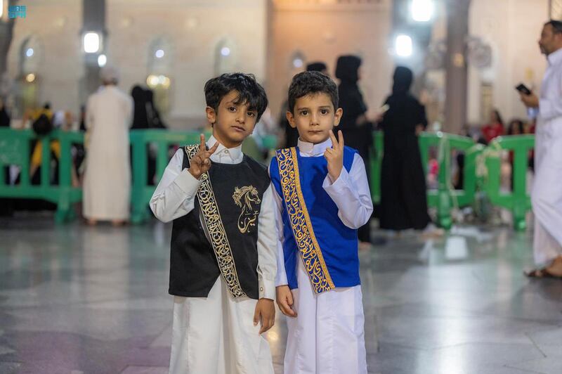 Children in Eid clothes in Madinah, Saudi Arabia 