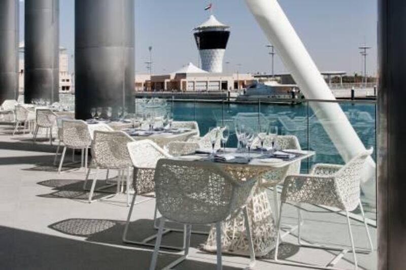 Nautilus, a seafood restaurant at the Yas Hotel, which overlooks the Yas Marina & Yacht Club in Abu Dhabi, has a decidedly minimalist decor that some may find a bit sterile.