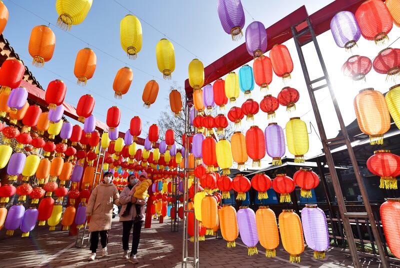Chinese New Year lanterns in Hebei Province. EPA
