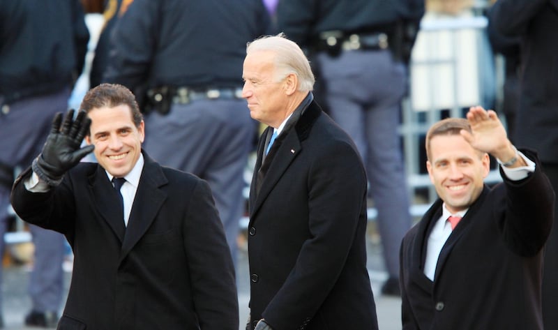 (FILES) In this file photo taken on January 19, 2009Vice-President Joe Biden and sons Hunter Biden (L) and Beau Biden walk in the Inaugural Parade January 20, 2009 in Washington, DC.  He has suffered profound personal tragedy and seen his earlier political ambitions thwarted, but veteran Democrat Joe Biden hopes his pledge to unify Americans will deliver him the presidency after nearly half a century in Washington / AFP / GETTY IMAGES NORTH AMERICA / DAVID MCNEW
