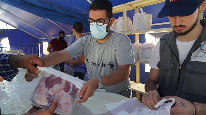 Meat distribution by volunteers. Eid Al Adha in Lebanon. Sunniva Rose / The National