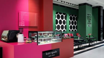 The colour green is dominant at the Kate Spade Cafe pop-up. Photo: Kate Spade