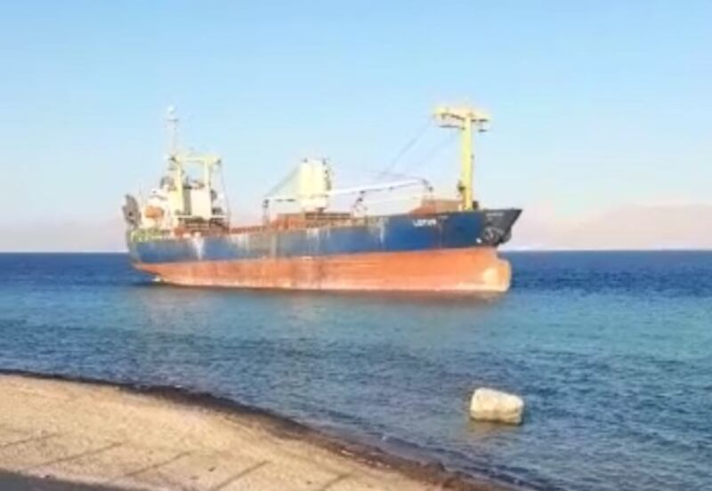 The 'Lotus', which has run aground in the Aqaba Marine Reserve. The National