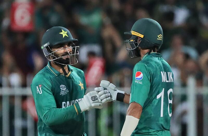 Pakistan's Asif Ali, left, has been in vintage form in the T20 World Cup in the UAE. AP