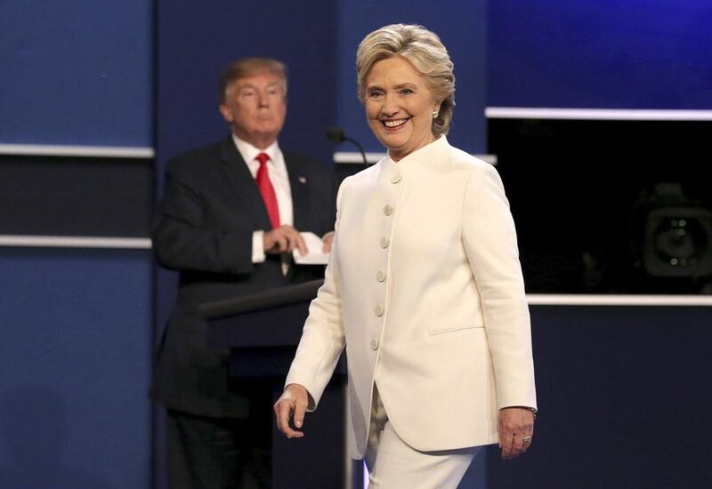 Hillary Clinton and Donald Trump at the final presidential debate at the University of Nevada-Las Vegas. Gary He / EPA