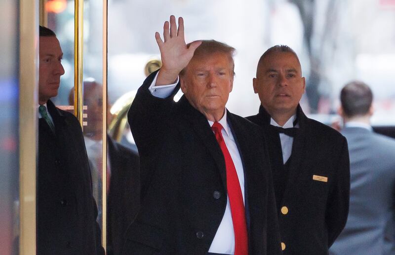 Former US president Donald Trump leaves Trump Tower on January 26. EPA