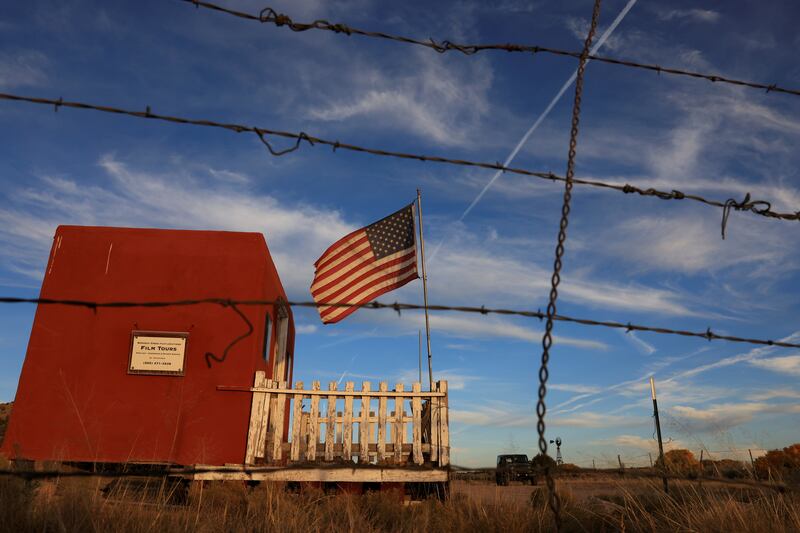 The entrance to the film set of 'Rust'. Reuters