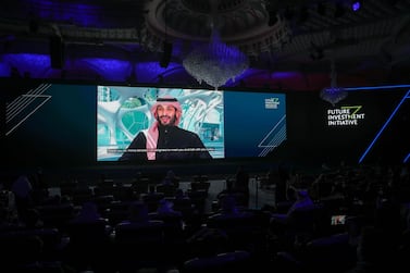 Saudi Arabia's Crown Prince Prince Mohammed bin Salman speaking at the fourth edition of the Future Investment Initiative. Courtesy FII Institute