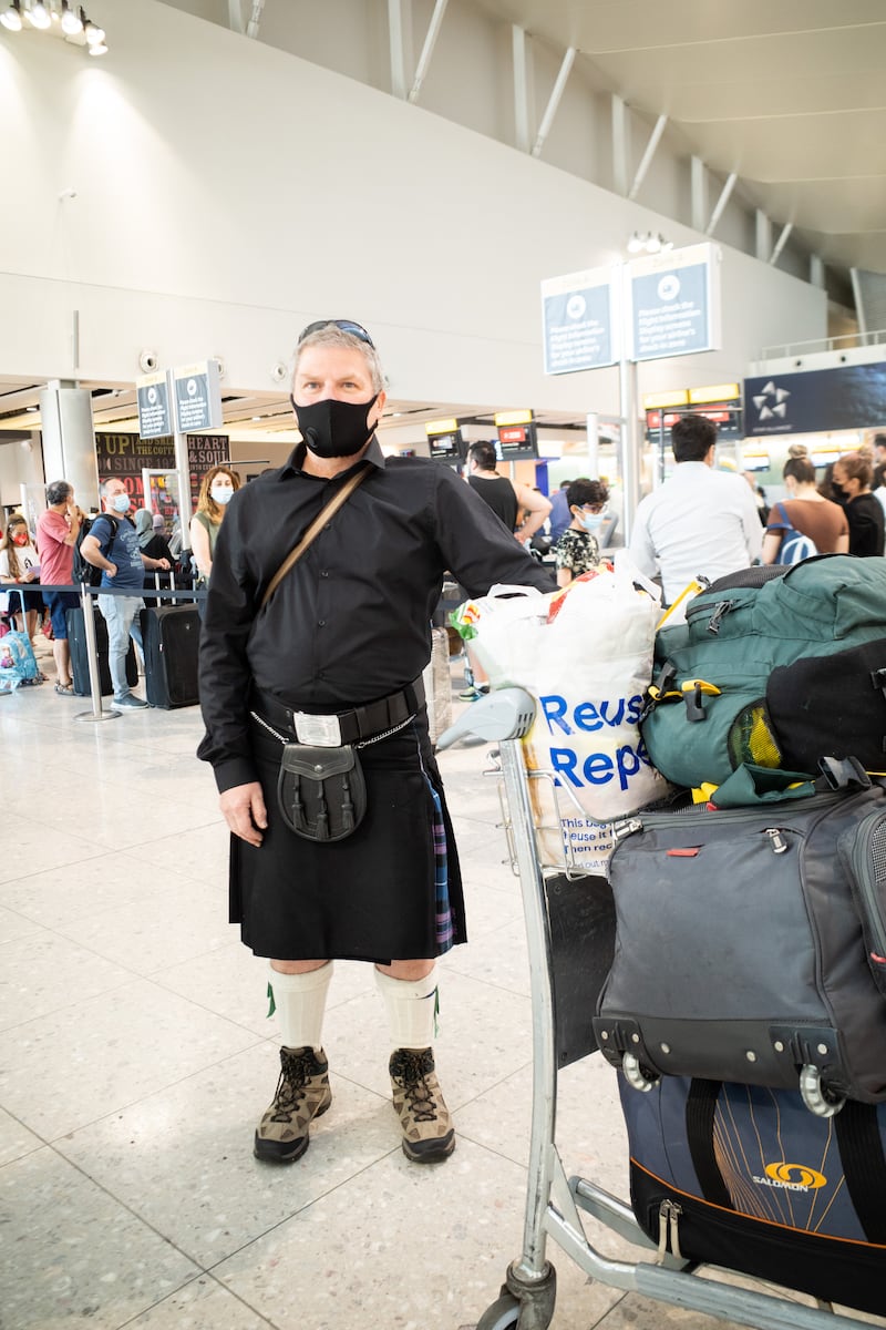 James Barrass from Scotland on his way to Canada for his son's wedding.