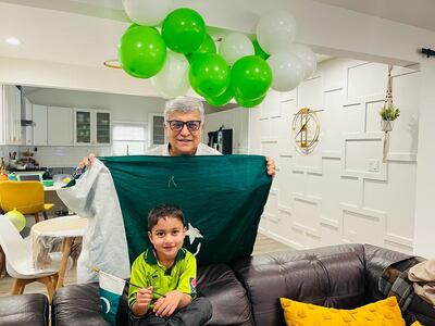 Mohsin Khan's father Mustafa and son Haaris have been supporting Pakistan from a distance in the World Cup, back home in the United States. Photo: Mohsin Khan