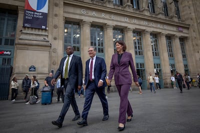 Labour Party leader Keir Starmer, shadow chancellor Rachel Reeves and shadow foreign secretary David Lammy have been meeting world leaders. Getty Images