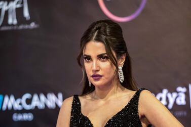 Tunisian actress Dorra Zarrouk poses on the red carpet at the opening ceremony of the 41st edition of Cairo International Film Festival (CIFF) at the Cairo Opera House in the Egyptian capital on November 20, 2019. / AFP / Khaled DESOUKI