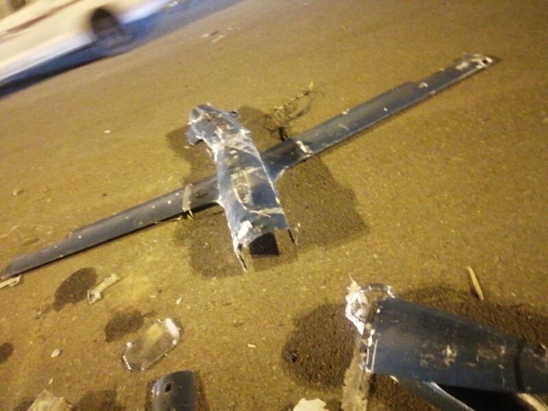 Debris from the bomb-laden drone in Jizan in a photo released by the coalition. Saudi Press Agency via Reuters