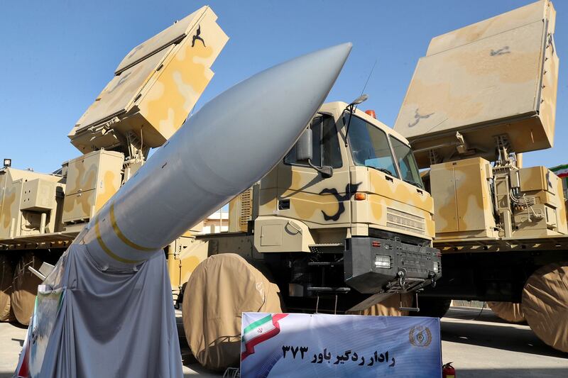 (FILES) In this file photo taken on August 22, 2019 a handout picture provided by the Iranian presidential office shows Iranian-made air defence missile system Bavar 373  (believe in farsi) during a ceremony in Tehran. The US Treasury placed two Iranian business groups on its sanctions blacklist August 28, 2019, saying both were important suppliers of Tehran's missile program and facilitators of its alleged proliferation activities. The Treasury, working with the Federal Bureau of Investigation, said the "Dehghan Network" of Hamed Dehghan and Hadi Dehghan, had procured and supplied "military-grade electronic components" to an Iranian engineering company that works with the military and the Islamic Revolutionary Guard Corps.
 - == RESTRICTED TO EDITORIAL USE - MANDATORY CREDIT "AFP PHOTO / HO / IRANIAN PRESIDENCY " - NO MARKETING NO ADVERTISING CAMPAIGNS - DISTRIBUTED AS A SERVICE TO CLIENTS ==
 / AFP / Iranian Presidency / HO / == RESTRICTED TO EDITORIAL USE - MANDATORY CREDIT "AFP PHOTO / HO / IRANIAN PRESIDENCY " - NO MARKETING NO ADVERTISING CAMPAIGNS - DISTRIBUTED AS A SERVICE TO CLIENTS ==
