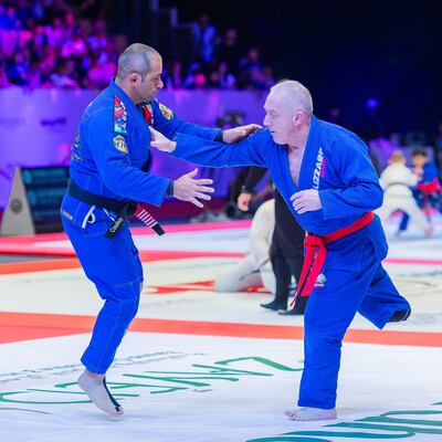 Sean O’Leary in action against Brazilian Mario Edson at the Abu Dhabi World Professional Jiu-Jitsu Championship. Photo: UAEJJF