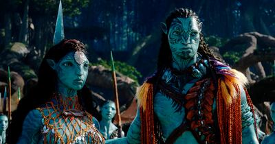 Kate Winslet as Ronal, left, and Cliff Curtis as Tonowari in a scene from Avatar: The Way of Water. Photo: 20th Century Studios 
