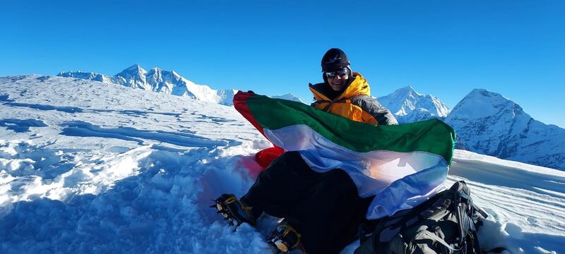 The Himalayan expedition made by the UAE Army women's mountaineering team, at the base camp. Photo credit: UAE Ministry of Defence